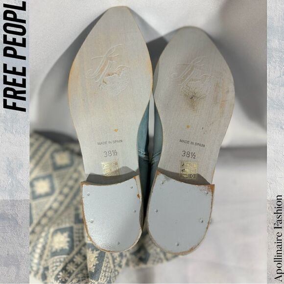 FREE PEOPLE BREN SLOUCH TEXTILE BOOTS LIGHT BLUE IVORY 38.5 NWT - Picture 5 of 8
